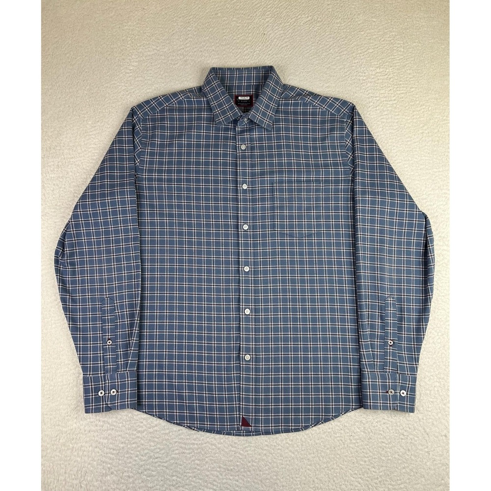 UNTUCKit Shirt Mens XL Blue Plaid Stretch Long Sleeve Button Up Woodson‎ Casual